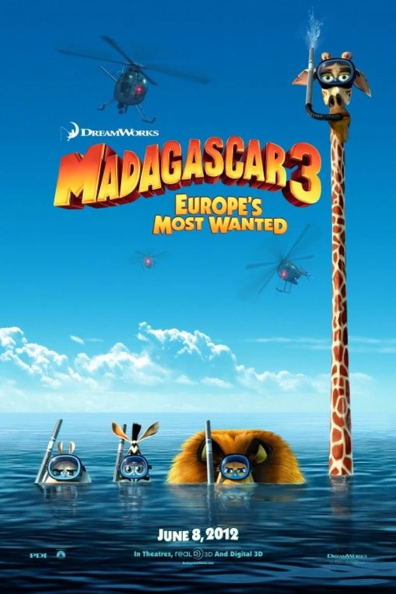 Madagascar 3: Efterlyst i hele Europa Plakat